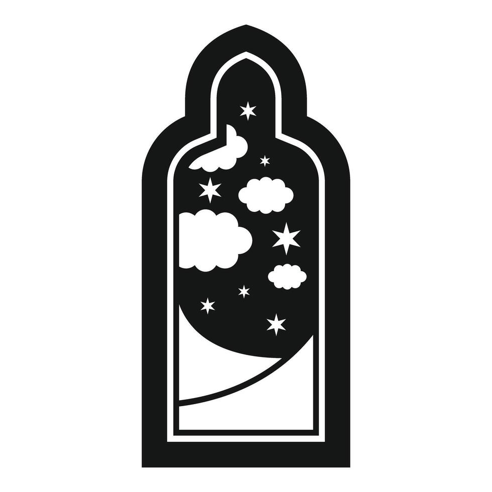 Arabian window showing night sky with clouds and stars vector