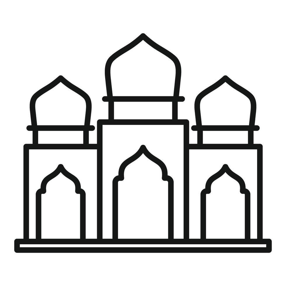 Imam praying in majestic taj mahal mosque, a symbol of islamic architecture vector