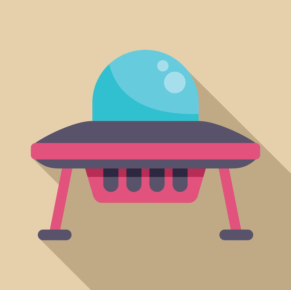 Pink and grey ufo hovering with blue dome vector