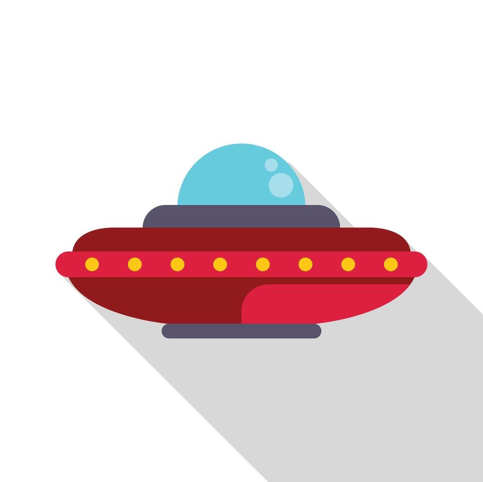 Red ufo flying in the sky with blue dome vector
