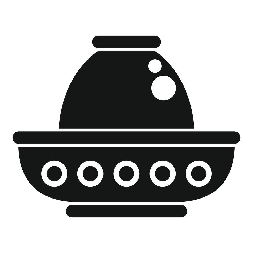 Alien spaceship flying in space with portholes vector