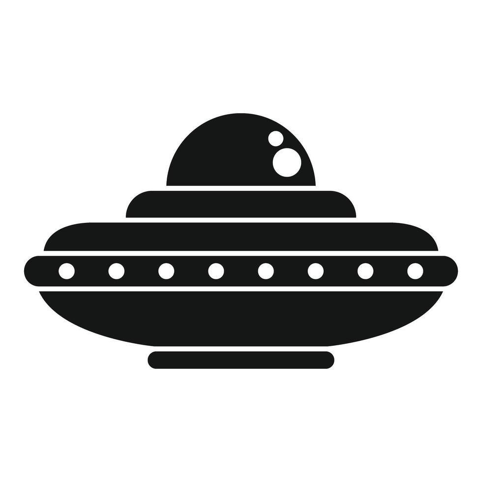 Alien spaceship flying in space with lights on vector