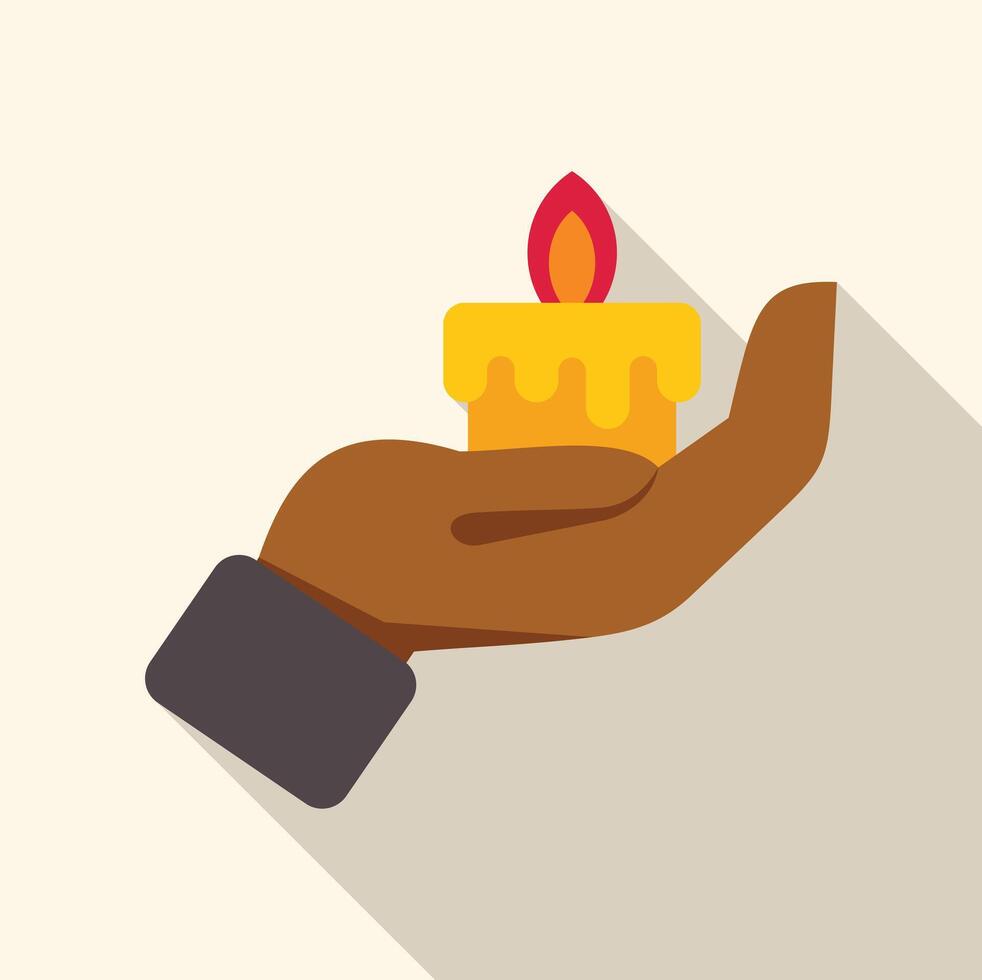 Hand holding a lit candle, symbol of hope and remembrance vector
