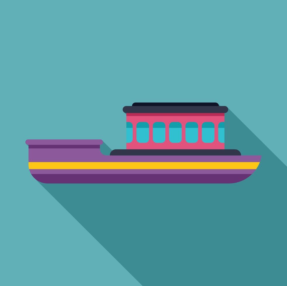 Long purple and pink passenger ferry floating on water vector