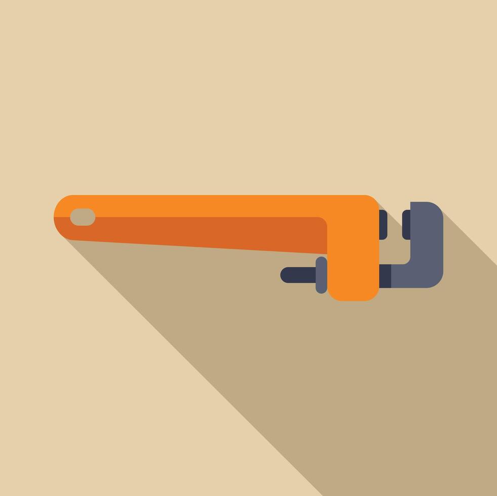Adjustable pipe wrench with long shadow effect for plumbing and repairs vector