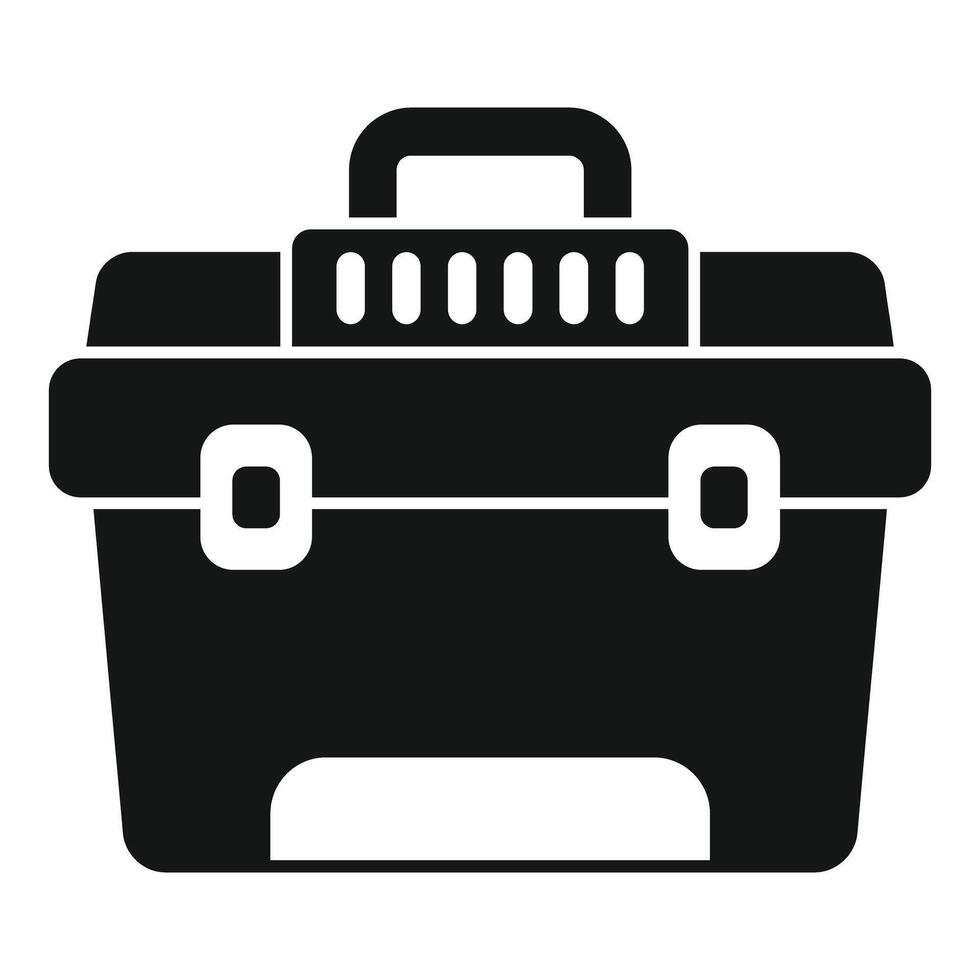 Plastic toolbox with handle and latches for storing tools vector