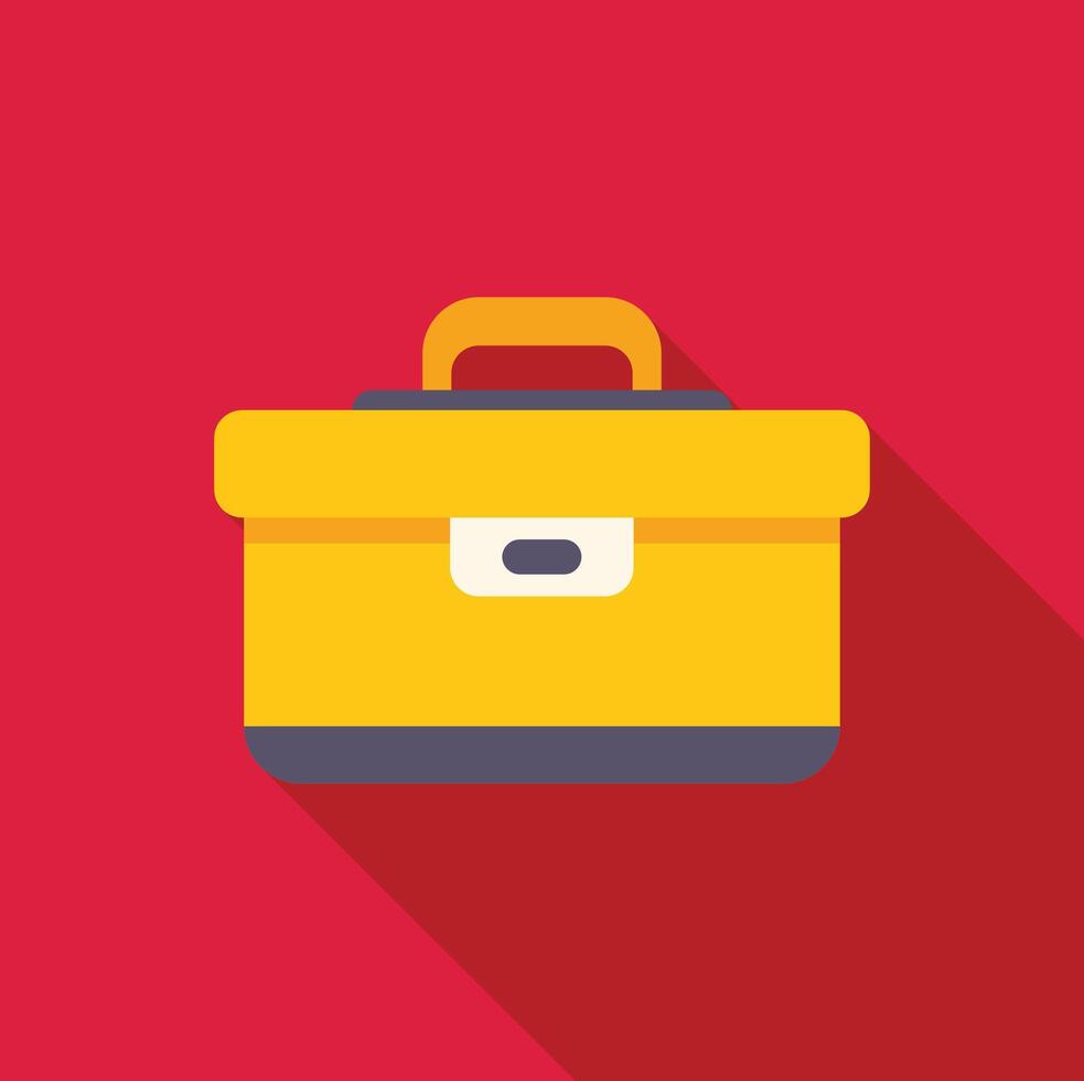 Yellow briefcase representing business and work on red background vector