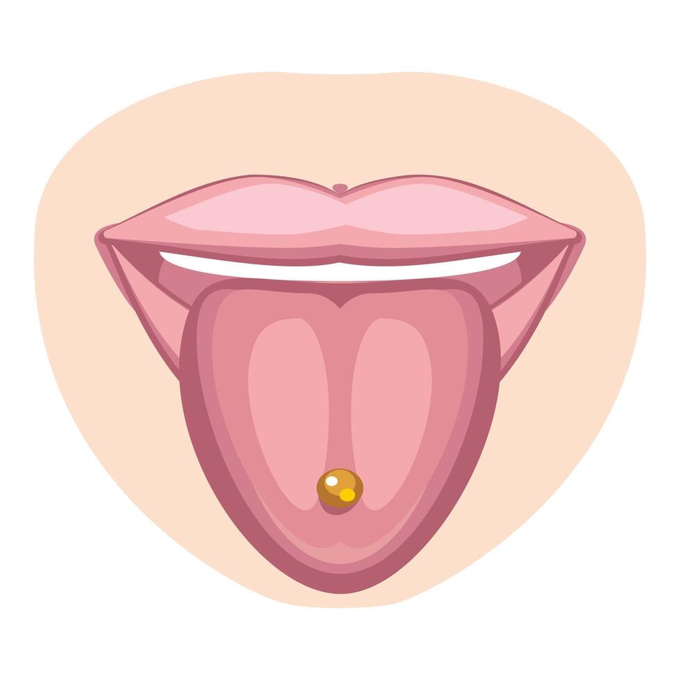 Open mouth showing tongue with piercing vector