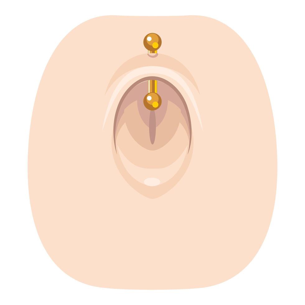 Christina piercing showing golden barbell on skin vector