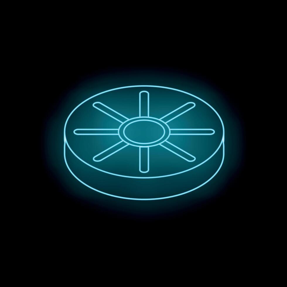 Neon blue glowing kiwi fruit icon on dark background vector