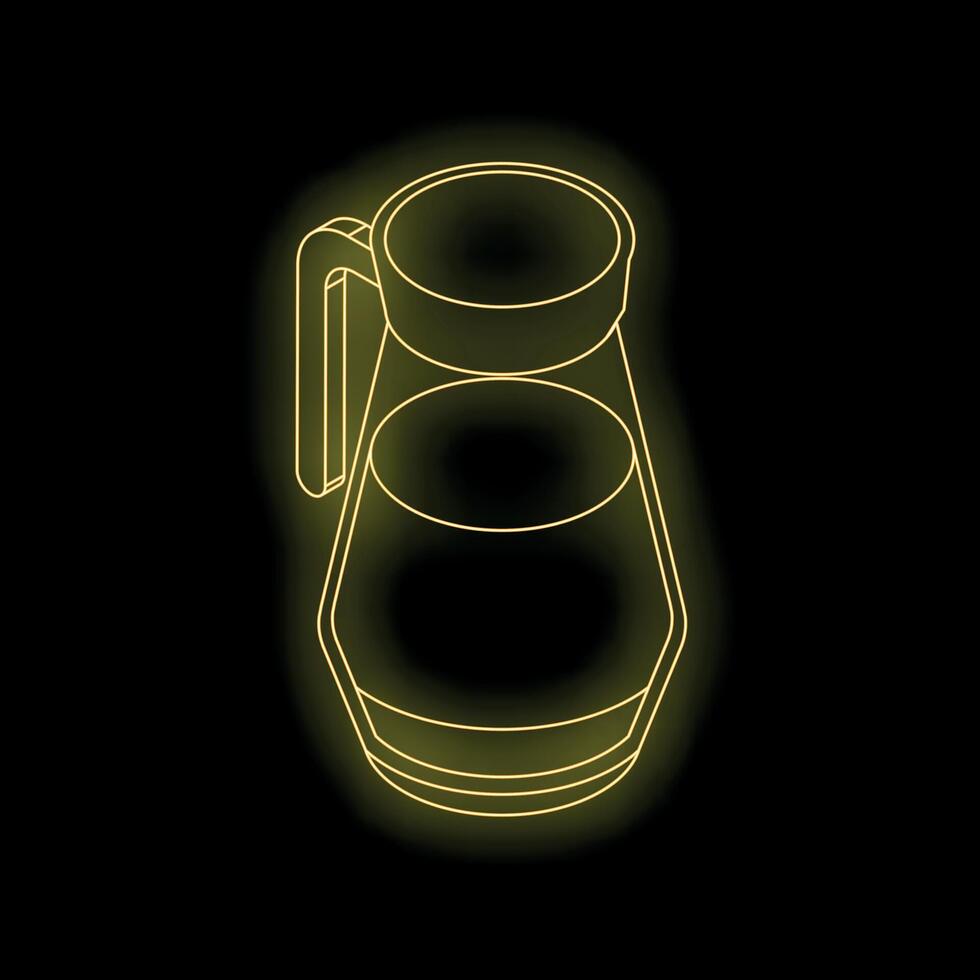 Gold coffee pot with lid pouring freshly brewed coffee on black background vector