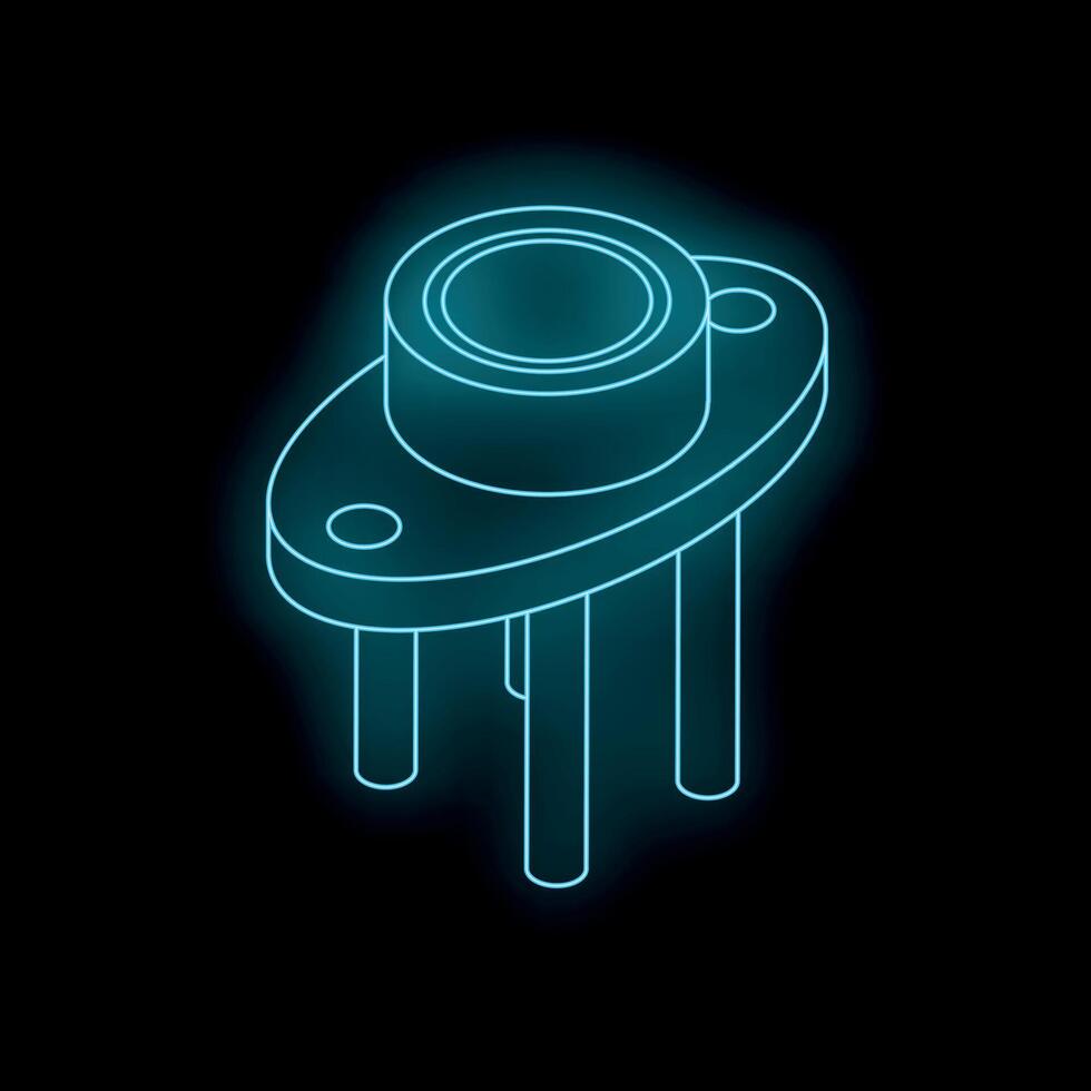 Neon blue integrated circuit socket shining in darkness vector