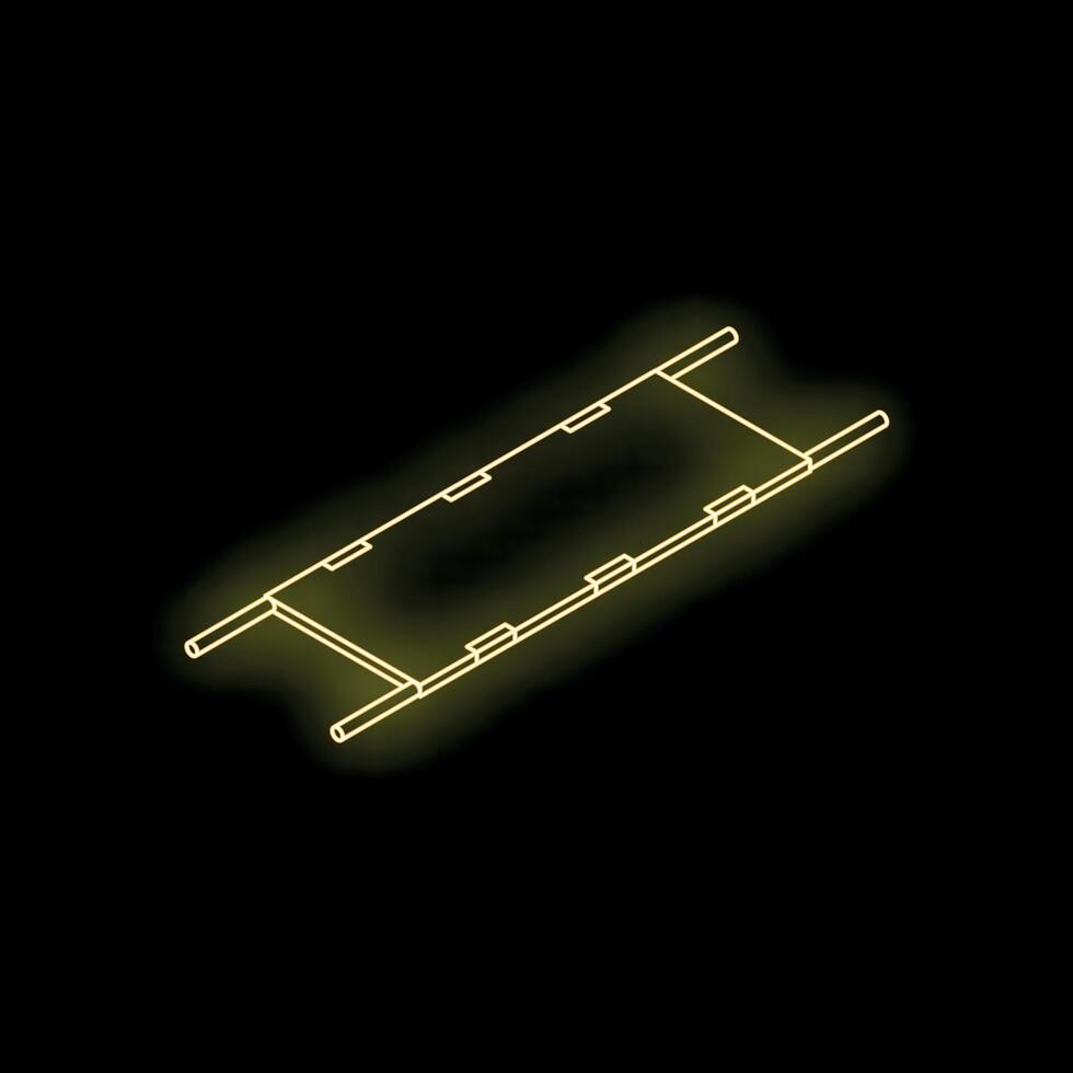 Yellow neon stretcher light on black background representing emergency services vector