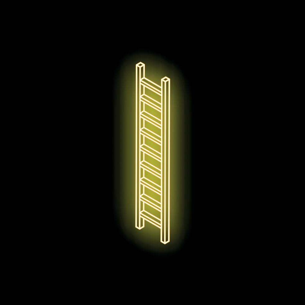 Yellow neon ladder shining in darkness symbolizing growth and success vector