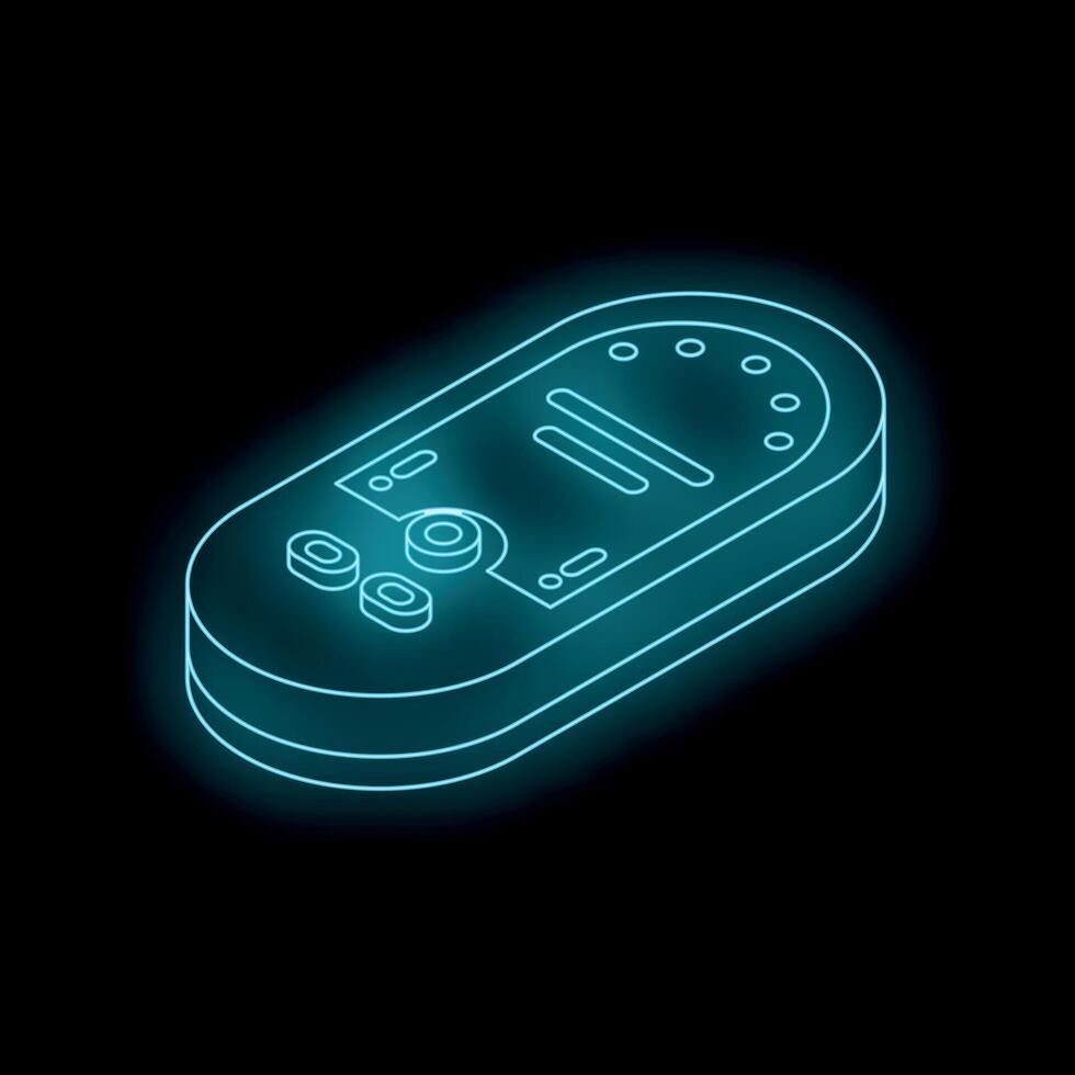 Futuristic neon mobile phone glowing on dark background vector