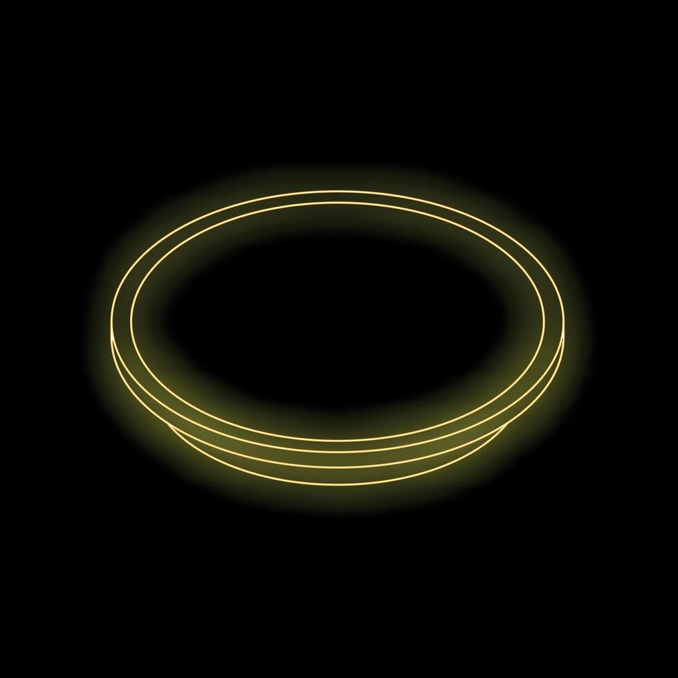 Yellow neon light forming a circle on black background vector