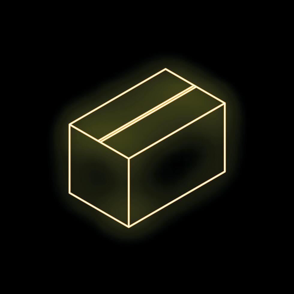 Glowing neon box shipping delivering on black background vector