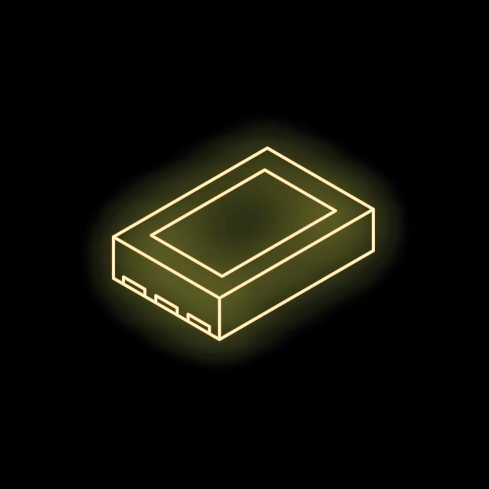 Neon yellow box glowing on black background vector