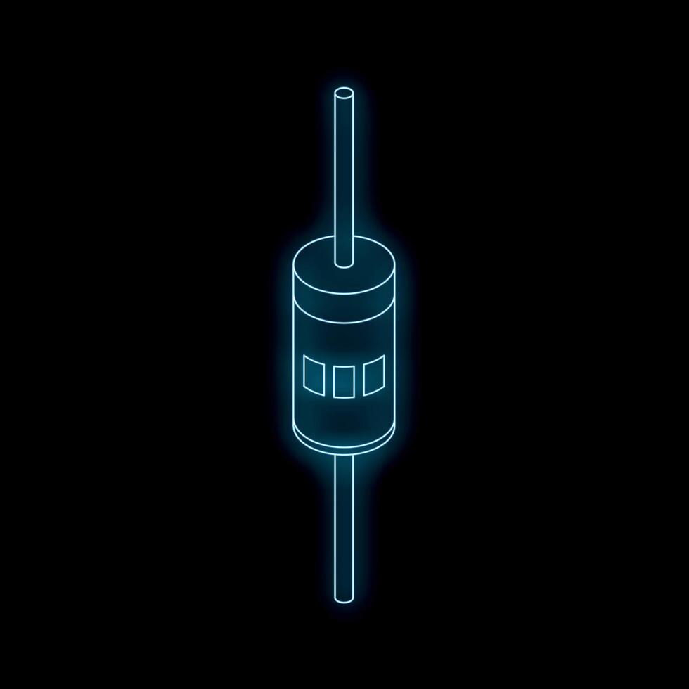 Glowing neon fuse protecting electrical circuit with style vector
