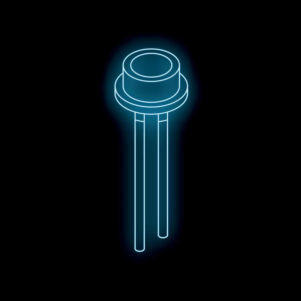 Glowing neon diode emitting light on dark background vector