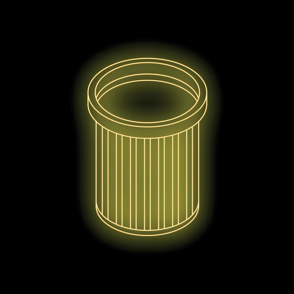 Glowing neon trash can icon on dark background vector
