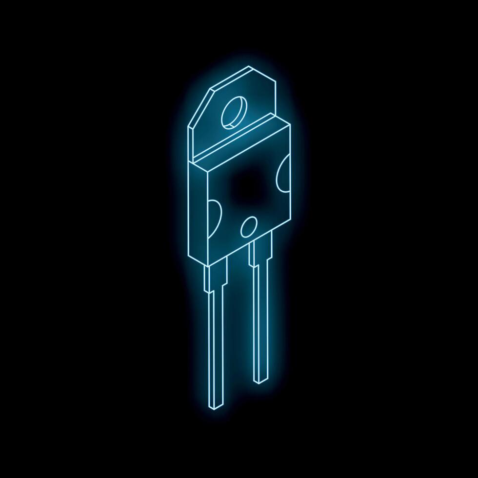 Glowing transistor symbolizing electronic components and technological innovation vector
