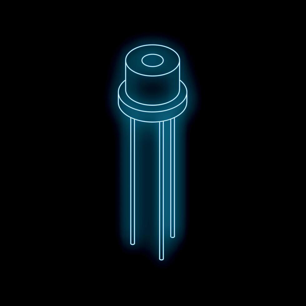 Neon phototransistor glowing on dark background vector