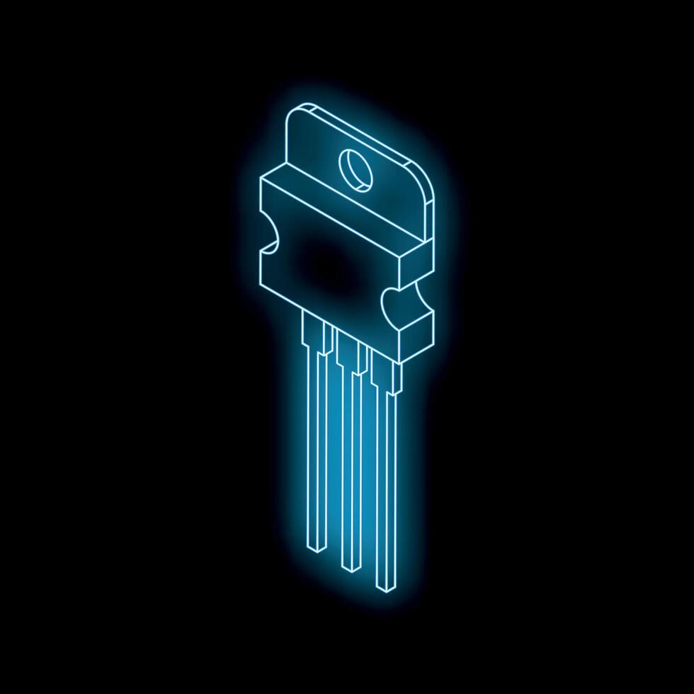 Glowing transistor symbolizing electronic components and technological innovation vector