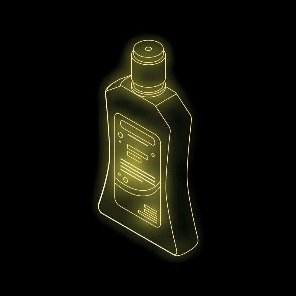 Glowing neon bottle on black background representing modern product display vector