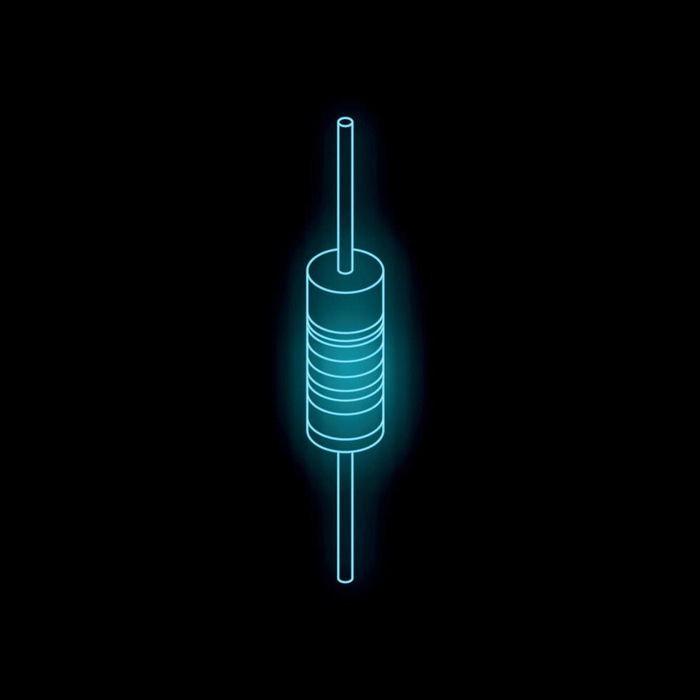 Glowing electronic resistor component on dark background vector