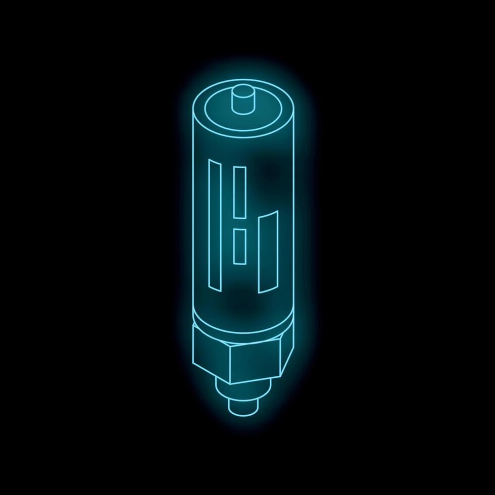 Glowing neon battery representing sustainable energy and power supply vector