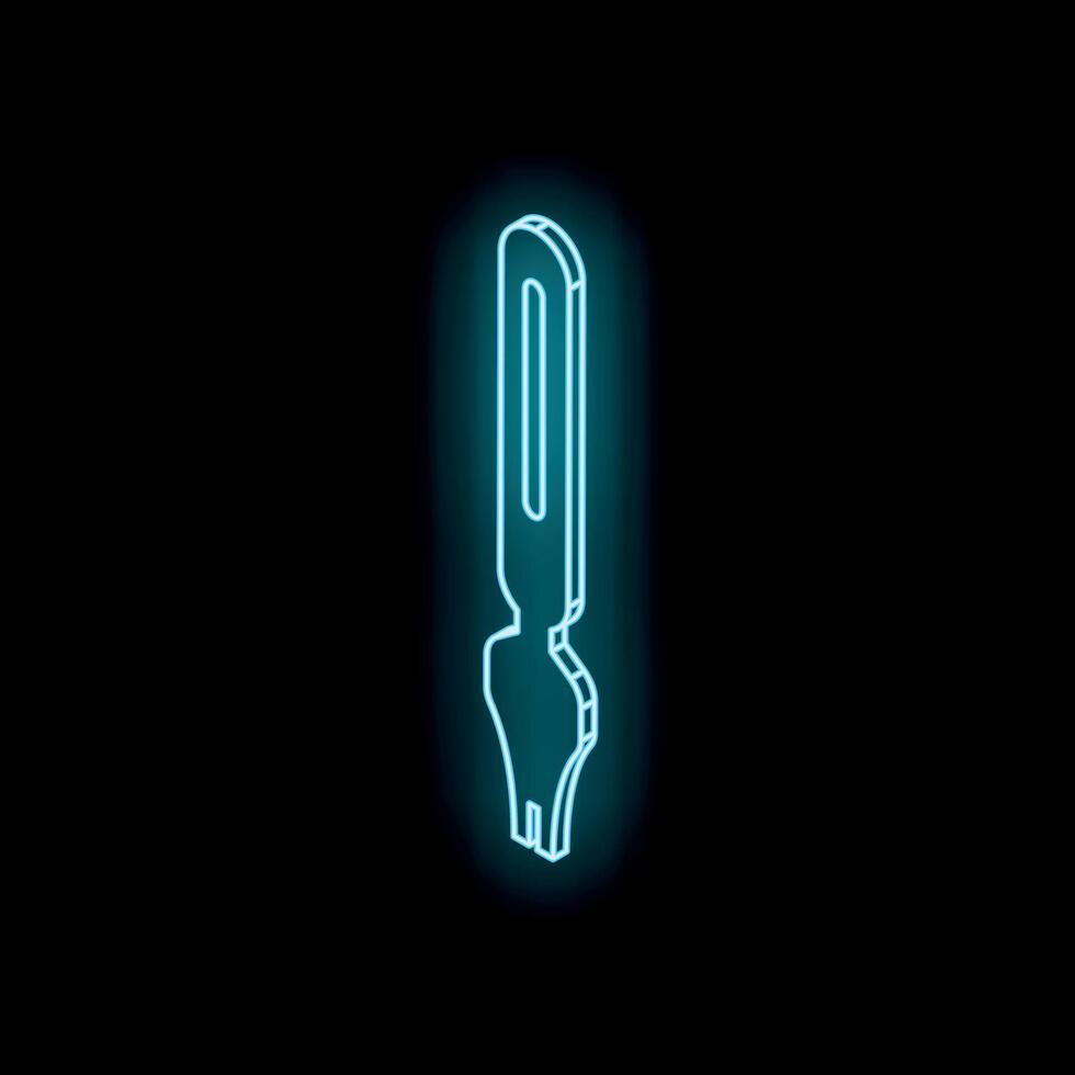 Glowing neon pen tool icon on dark background vector