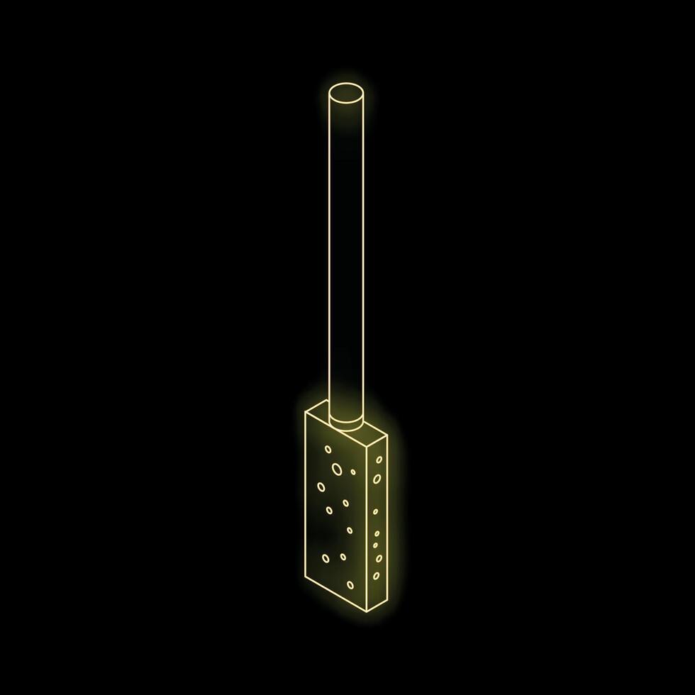 Neon yellow chimney emitting smoke on black background vector