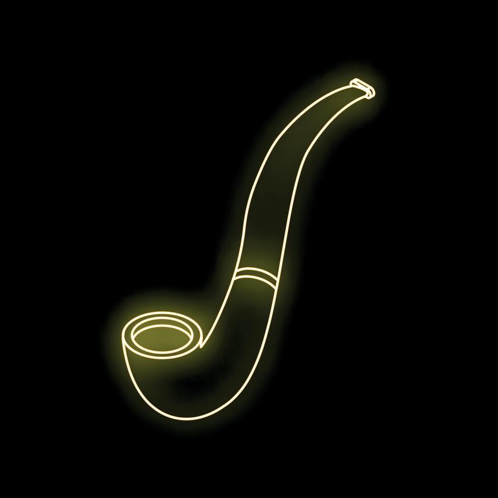 Glowing neon tobacco pipe on dark background vector