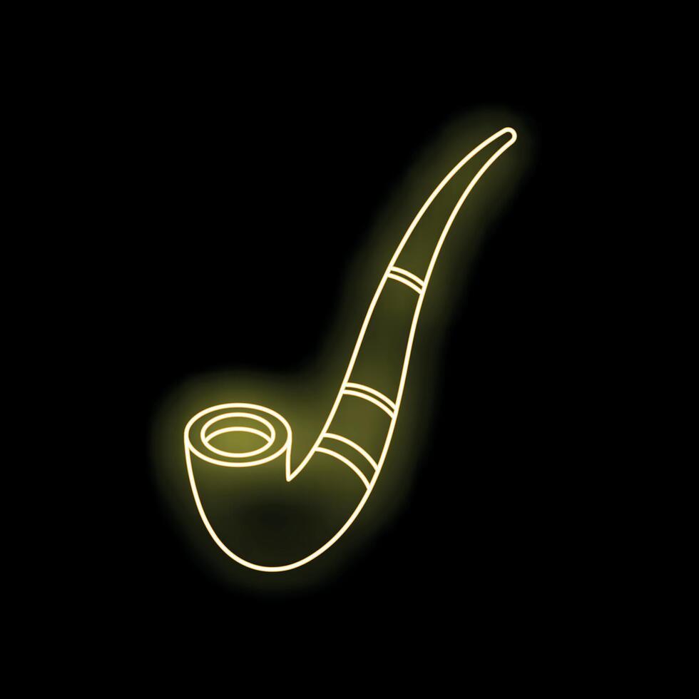 Glowing neon tobacco pipe on black background vector