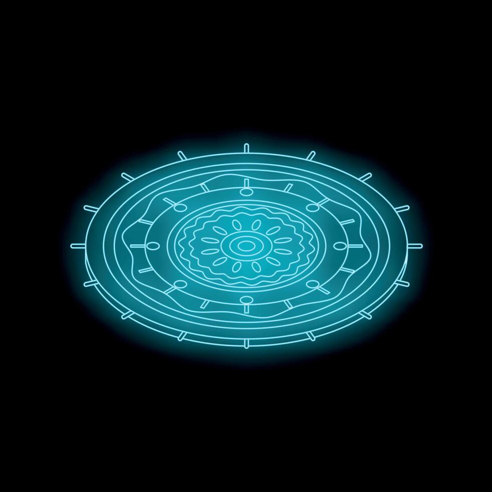 Glowing neon blue circular mandala creating a mystical ambiance on a dark background vector