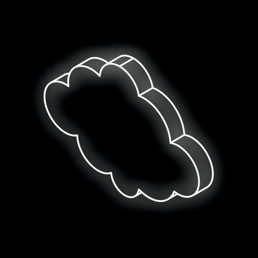 Glowing white neon cloud computing icon on black background vector
