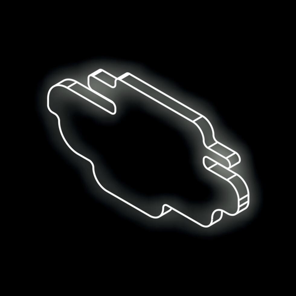 White neon cloud computing symbol glowing on black background vector