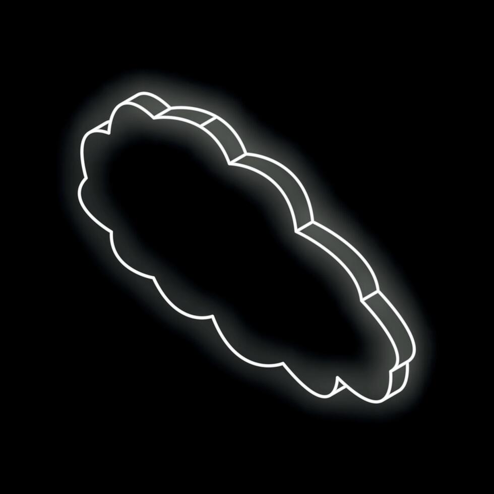 Glowing white cloud computing symbol on black background vector