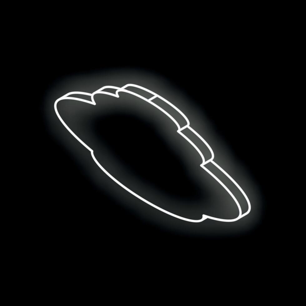 White neon cloud floating on black background vector