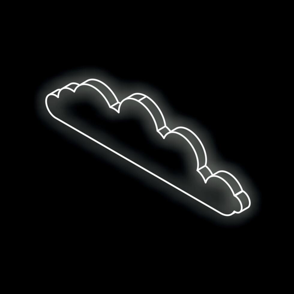 White neon cloud floating on black background vector