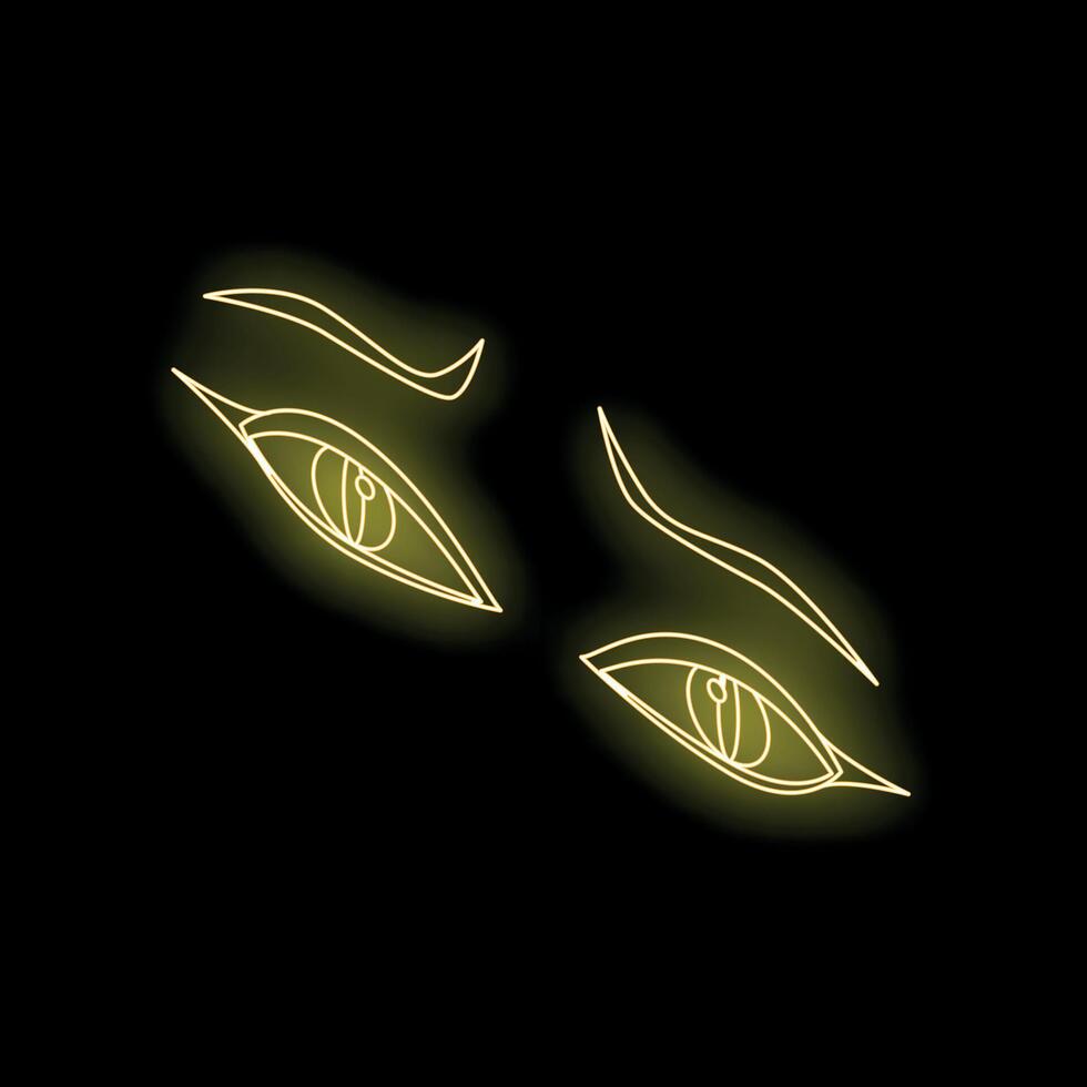 Neon glowing eyes creating a mysterious atmosphere vector