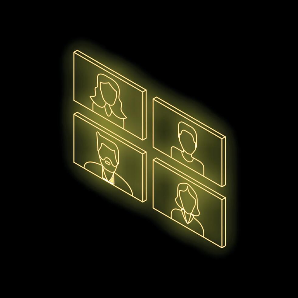 Neon yellow conference representing working from home and online meeting vector