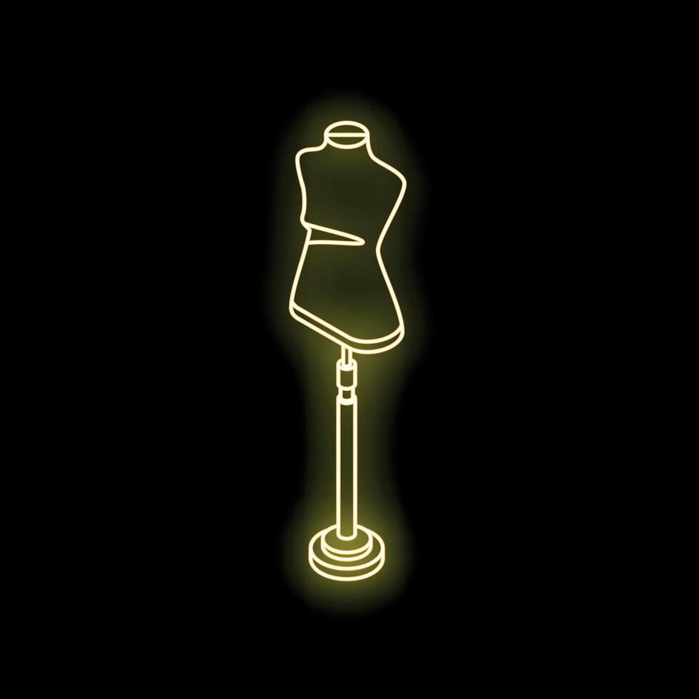 Glowing neon yellow mannequin on black background representing fashion and design vector