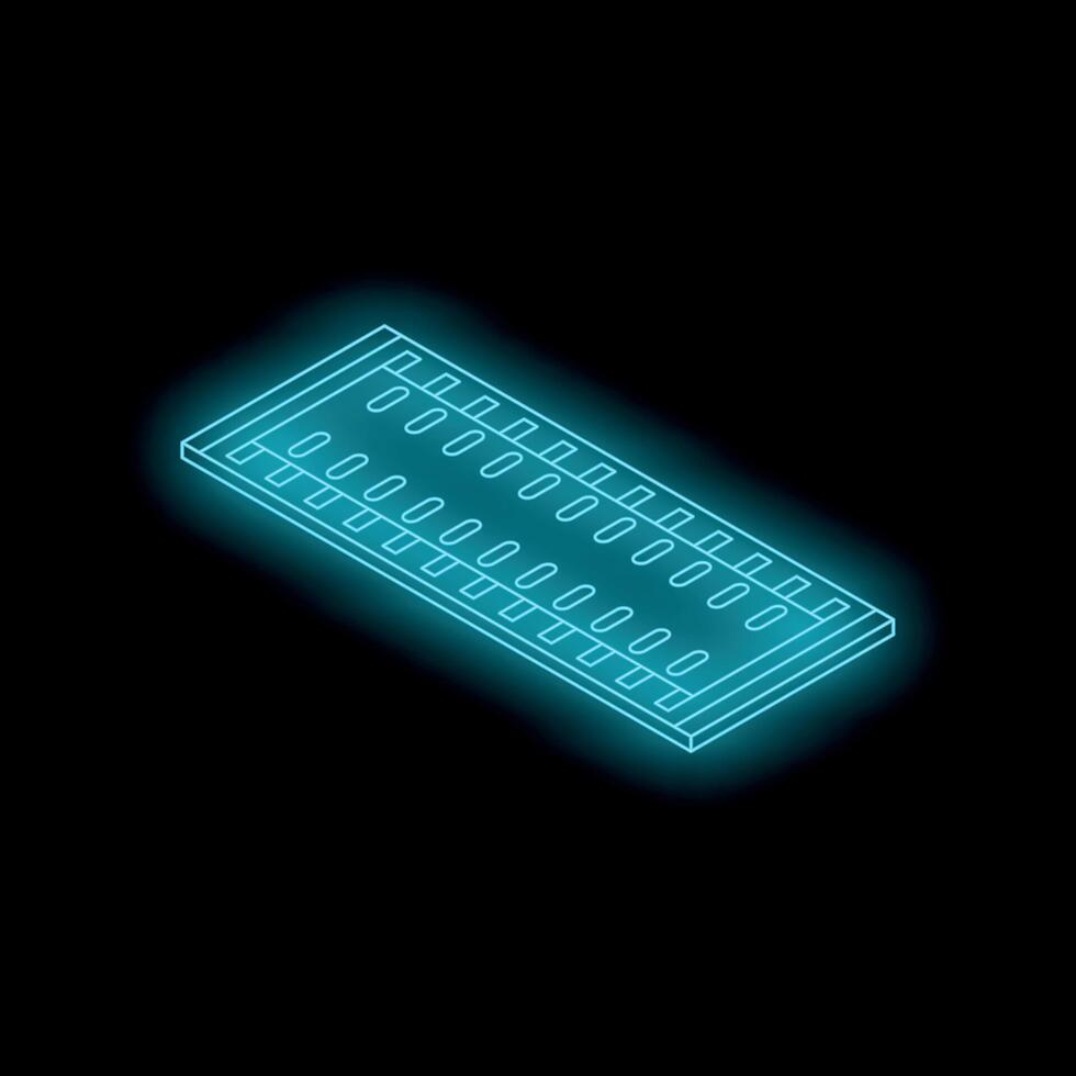 Neon blue ram memory module glowing on black background vector