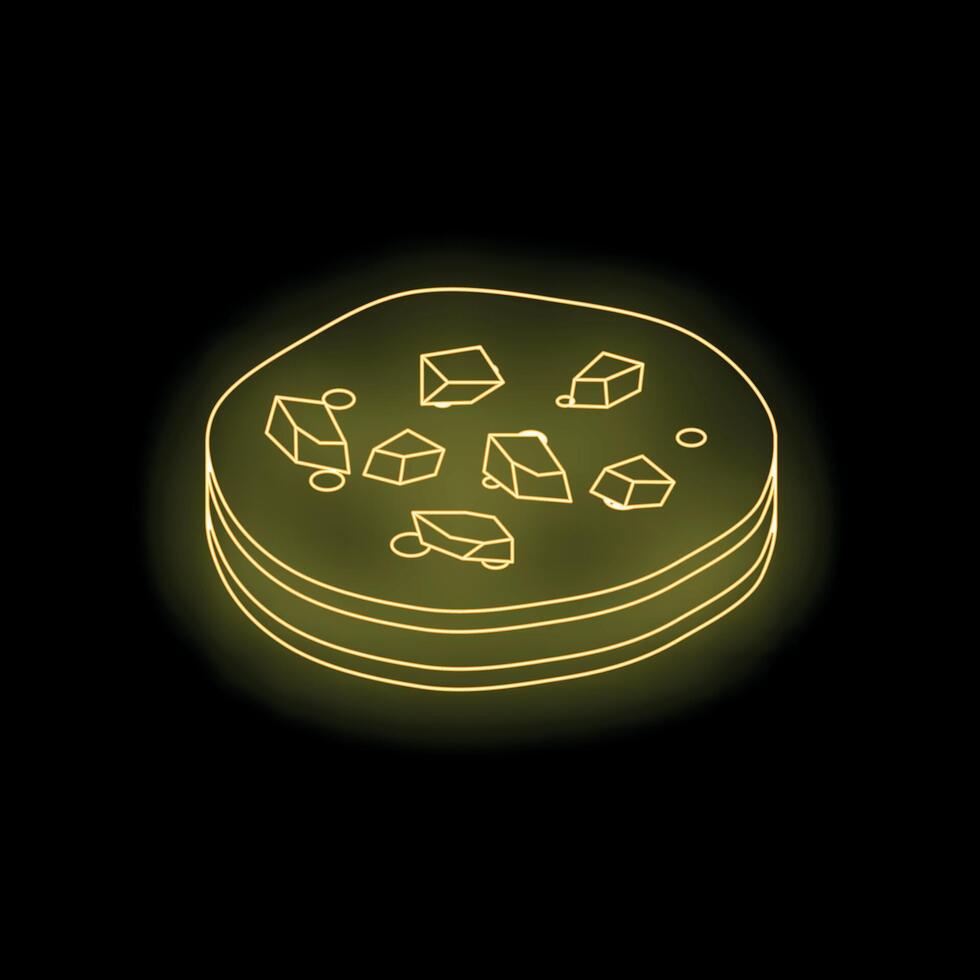 Neon sign of delicious chocolate chip cookie shining brightly vector