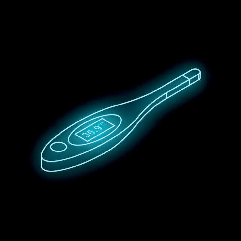 Digital medical thermometer showing normal body temperature on black background vector