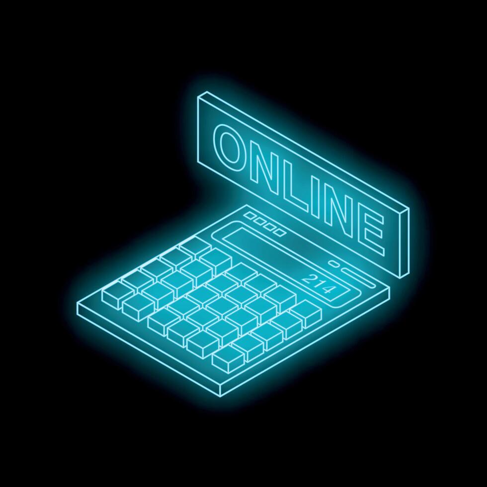 Calculator with online sign representing online banking and e commerce vector