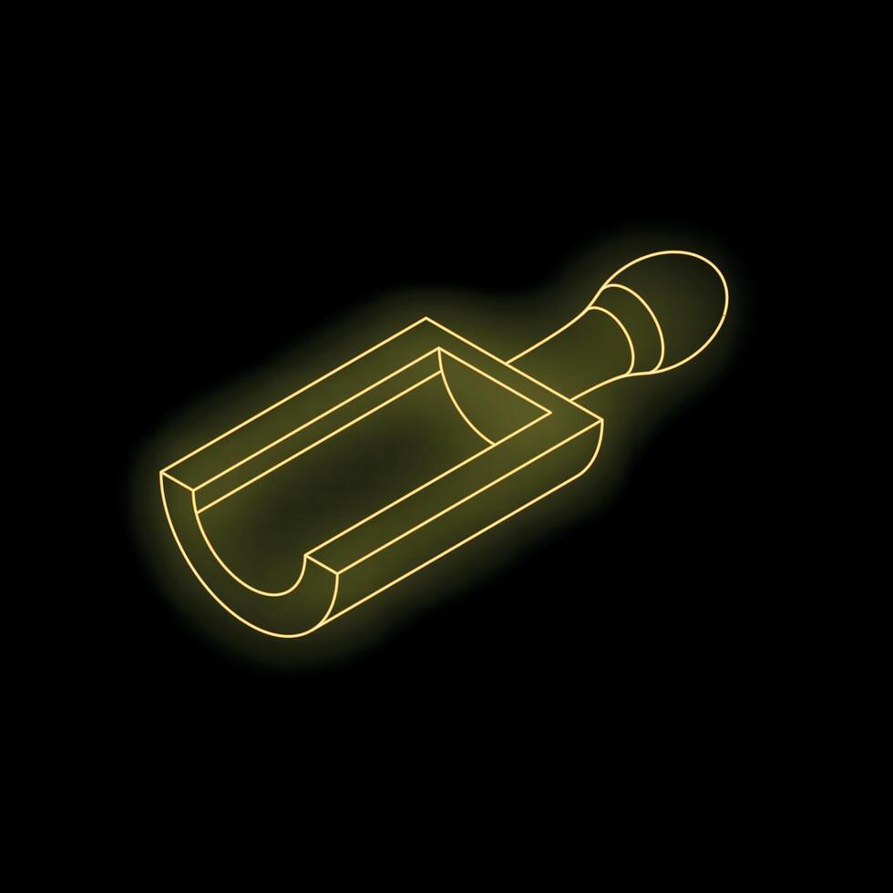 Yellow neon scoop shining on black background vector