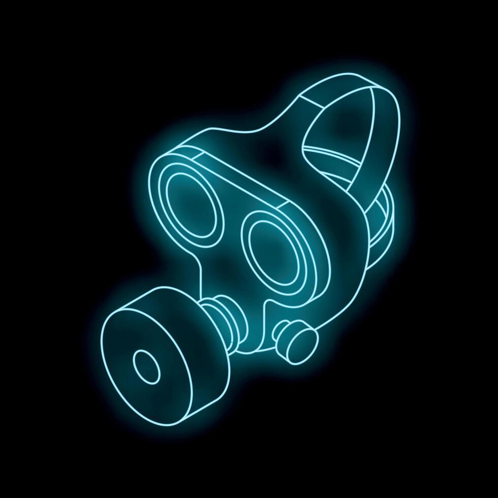 Glowing gas mask symbolizing protection on dark background vector